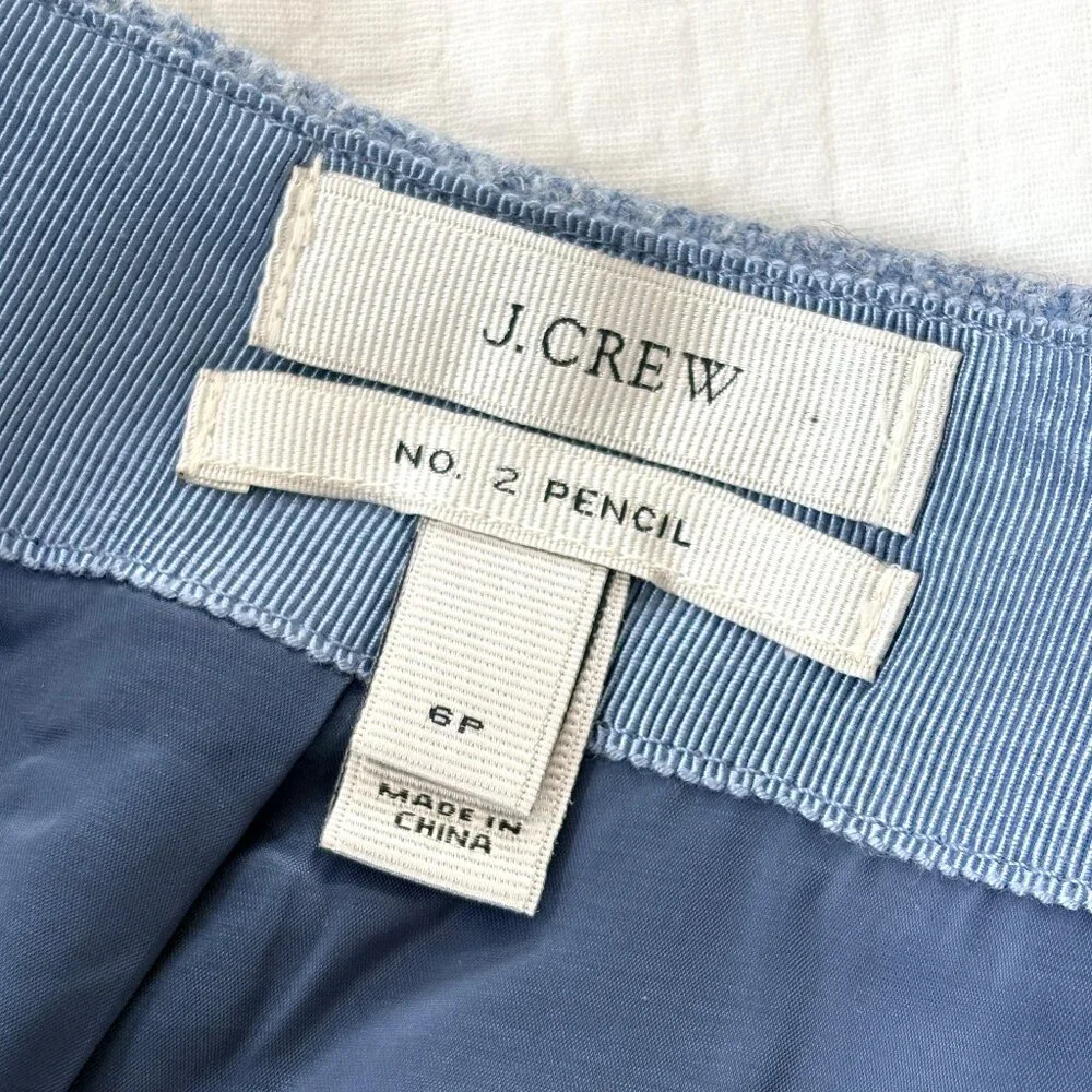 J. Crew Wool Herringbone Tweed No. 2 Pencil Skirt in Light Blue, 6P